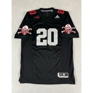 Adidas Nebraska Cornhuskers #20 Black Stitched Football Jersey Sz L Skull Bones